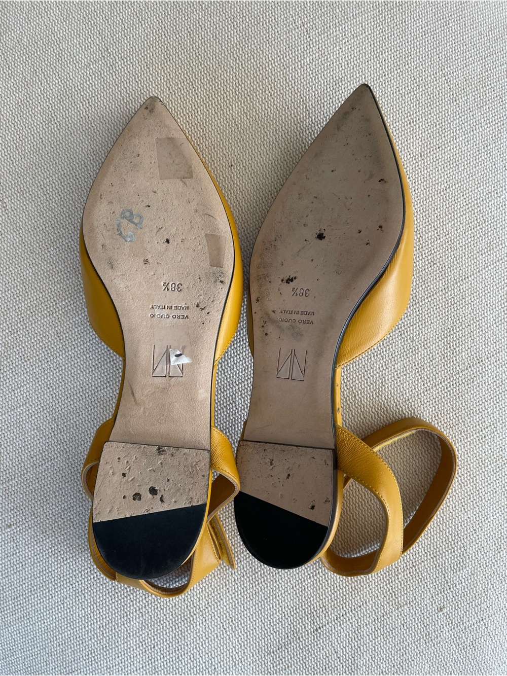 Tamara Mellon Mustard Yellow Pointed Slingback Flats - Picture 5 of 8